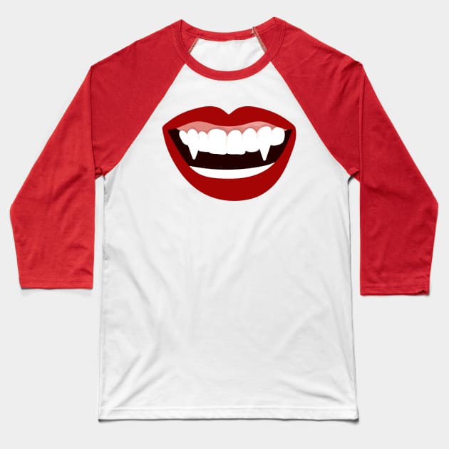 Scary Vampire teeth Baseball T-Shirt by hugandmug